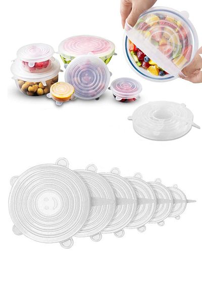 Fresh Moon Silicone Stretch Cover 6-Piece Freshness Preserving Storage Container Stretchable Pot Bonnet Food Protector Cover