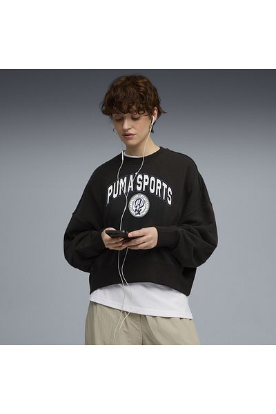 Puma Hanorac Wardrobe Essentials Sports Legacy supradimensionat cu imprimeu grafic pentru femei