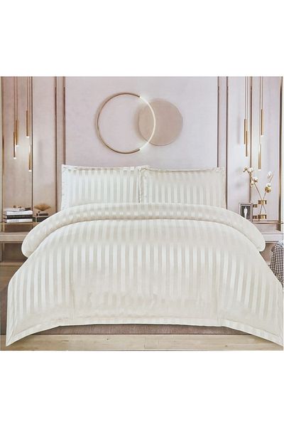 Casa New Concept 4 Piece Damask Bed Linen Set – Fitted Sheet 200x230 cm, Duvet Cover 280x200 cm, 2 Pillowcases