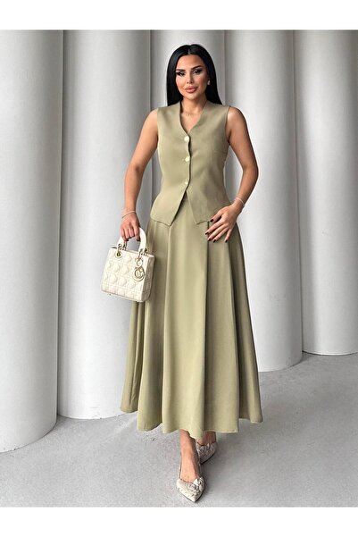 by kadriye yılmaz Nadia Yelek Etekli Takım Haki