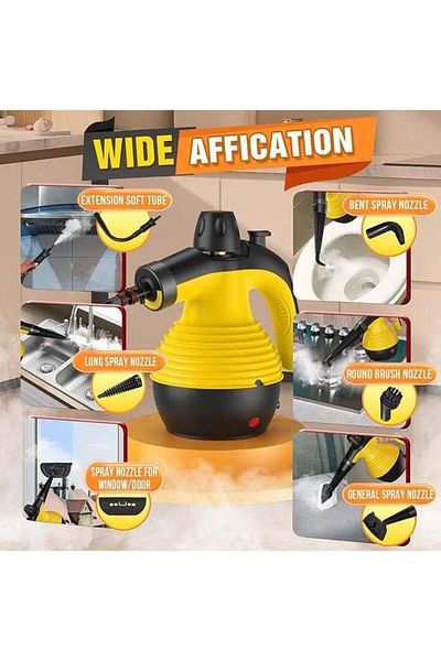Lumely 1200W Handheld Steam Cleaner,9 Accessories and Safety Lock,9.8Ft Extended Power Cord(Yellow/Black)