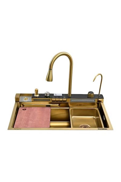 Hausberg Chiuveta multifunctionala din otel inoxidabil, baterie, cuva fructe/legume, tocator, 750x460x220