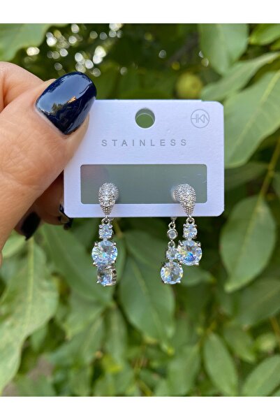 Gozibygoz أقراط متدلية مرصعة بالأحجار على الوجهين