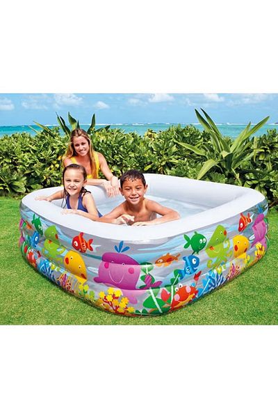 Intex Animal Print Aquarium Pool – 159x50 cm – Inflatable Kiddie Pool for Outdoor Fun