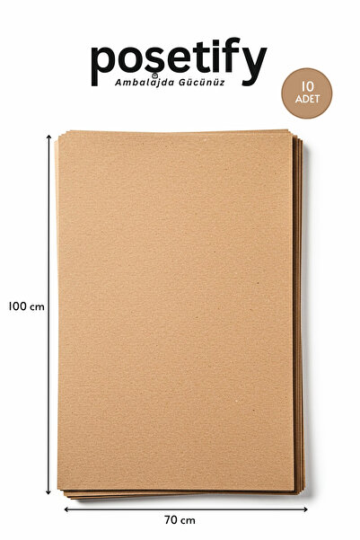 POŞETİFY Düz Kraft Paketleme Kağıdı 10’lu | 70x100 cm | Çok Amaçlı Ambalaj Kâ...