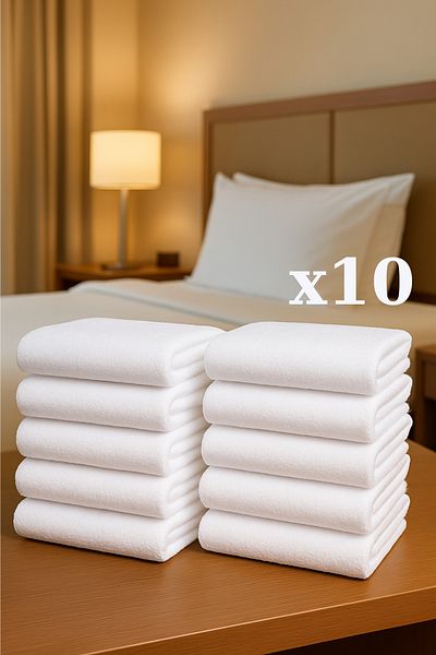 Formeya 10 Pieces Hotel Towels White 50X85 cm 200 Grams Bukle - Armür Hand Face Towel