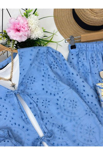 YEDİLALE Lace Front Tie Jacket Skirt Double Set [Excluding Underwear Shawl, Lined]