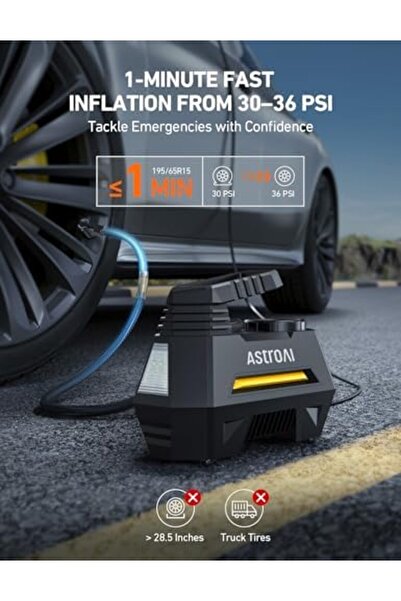 AstroAI Tyre Inflator Air Compressor 12V, Portable Electric Car Tyre Pump with Tyre Pressure Gauge,