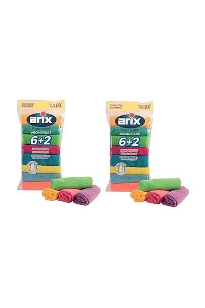 ARIX Microfibre Cloths Multipack (Pack of 2 x 8pcs) – Multi-Surface Household Cleaning Solution
