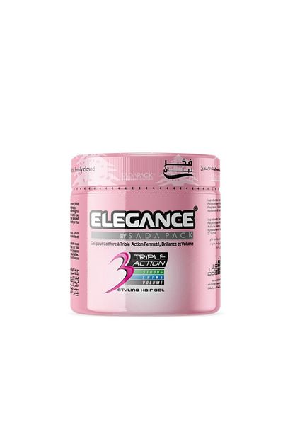 Elegance Triple Action Hair Gel – Pink, 250ml – Strong Hold, Glossy Finish, Flexible Styling