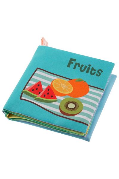 Bocioland Fruits sensory book, 10 pages in contrasting colors, Multicolor