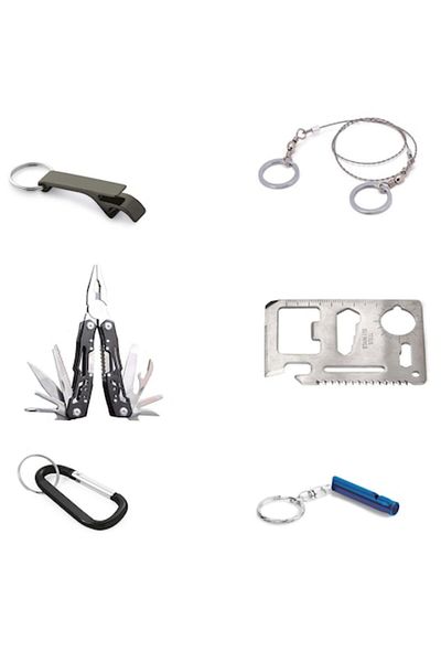 dalimag Kit Supraviețuire 6 in 1, Clește Multifuncțional Pliabil 10 Funcții, Card Multifuncțional, Fier