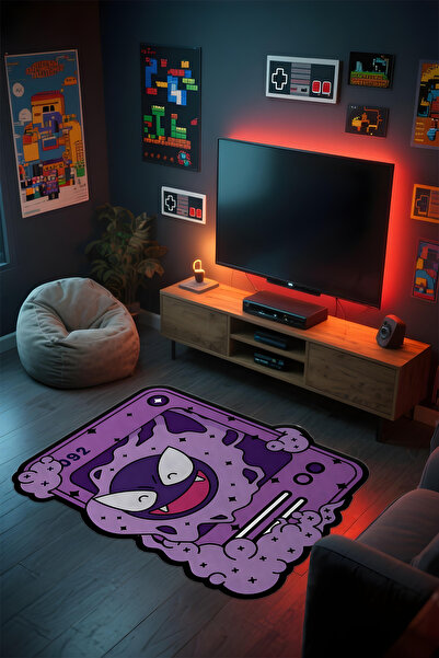 Alpacarpet Özel Kesimli Desenli Anime & Gamer Halısı Kaymaz Taban Makinede Yı...