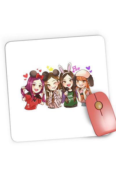 OEM Mousepad Gaming Cartoon Balckpink Girls All Team K Pop, 21x19 cm