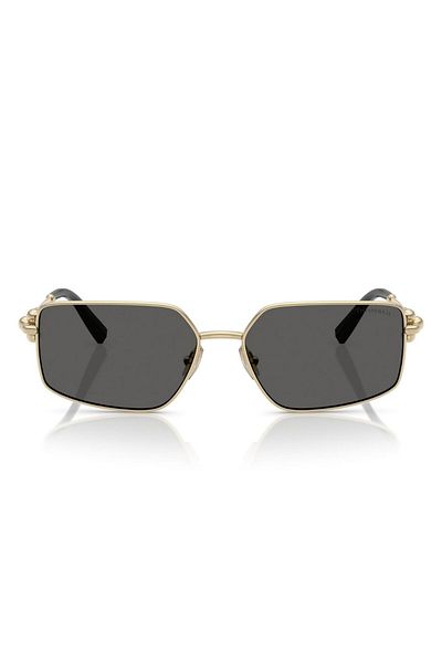Tiffany Co. Women's Sunglasses 3111 6021/S4 58-16, Rectangular Metal Gold Frame, Smoked Lens