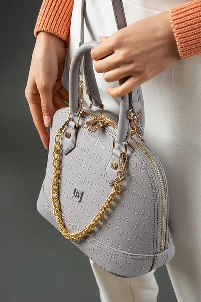 Just Polo Women's Medium Size Embossed Patterned Chain Strap Hand & Shoulder Bag 344076Pc