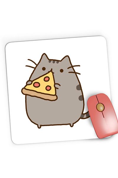 OEM Mousepad Gaming Pusheen Cat Pizza Cat Kitten Meow, 21x19 cm