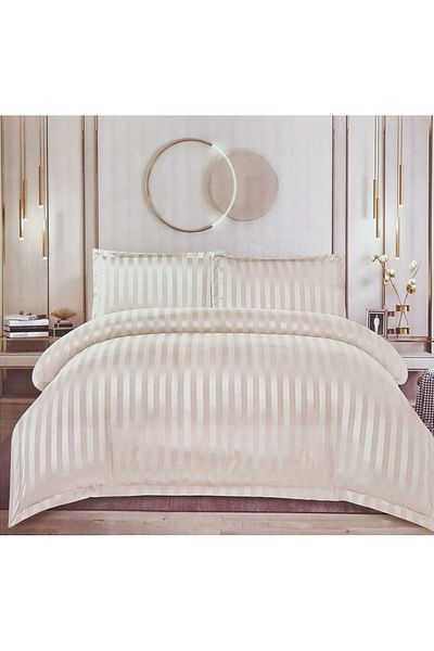 Casa New Concept 4 Piece Damask Bed Linen Set – Fitted Sheet 200x230 cm, Duvet Cover 280x200 cm, 2 Pillowcases