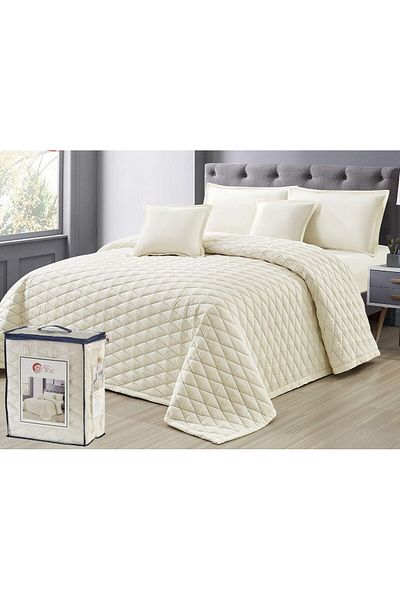 Moon Summer Plain Microfiber Double Bedspread 6 Pieces Quilt Size 250x230 cm