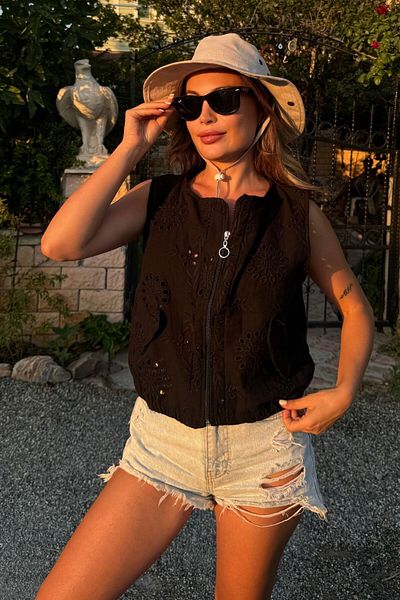 bb butik basic Zippered Fisto Vest F1676