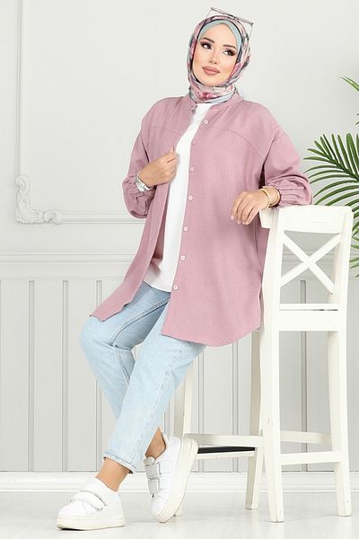 ModaMerve Μανσέτα πλισέ Sofia Tunik 4033TGE913-M Ανοιχτό Dusty Rose