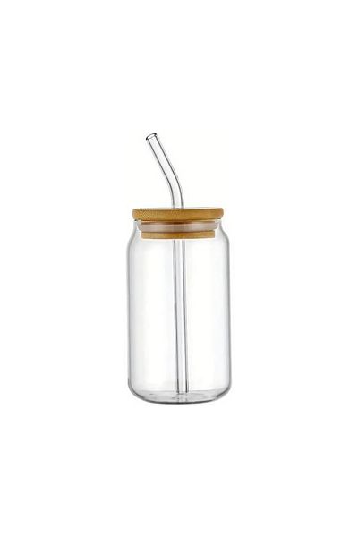 Bisbell 6pcs Glass Mason Jars,Drinking Glass with Bamboo Lids and Glass Straw- Glass Tumbler,500ml
