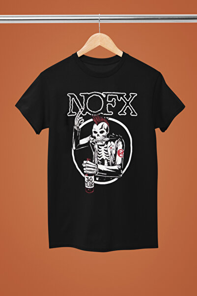 MAGORS تيشيرت روك من القطن بأكمام قصيرة وطبعة NO FX