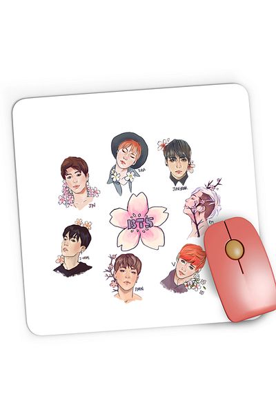 OEM Mousepad Gaming BTS All Crew Gang Flower, 21x19 cm