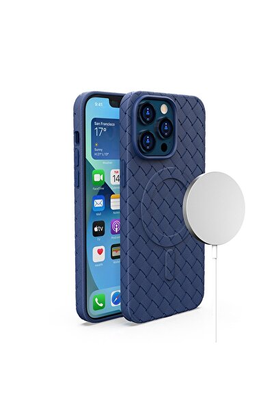 Hurtel Carcasă țesută pentru iPhone 14 Pro cu carcasă țesută MagSafe, albastr...