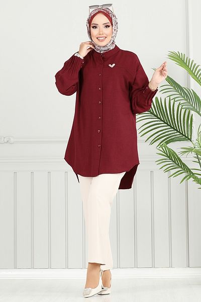 ModaMerve Μανσέτα Πλισέ Sofia Tunik 4033TGE913-M Claret Red