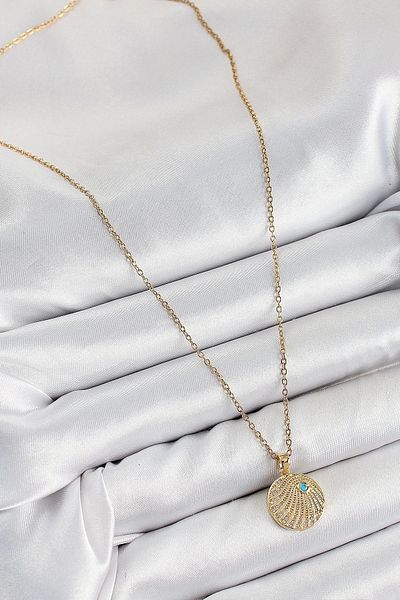 Clariss 316L Steel Zircon Stone Locket Model Gold Color Women's Necklace