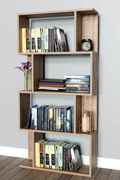 Remaks SCALA 4 RAFLI Kitaplık Kütüphane Hareketli Raflı Dekoratif Kitaplık-MEŞE