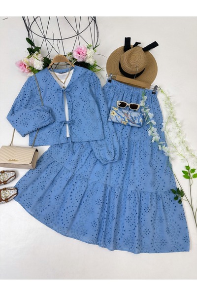 YEDİLALE Lace Front Tie Jacket Skirt Double Set [Excluding Underwear Shawl, Lined]