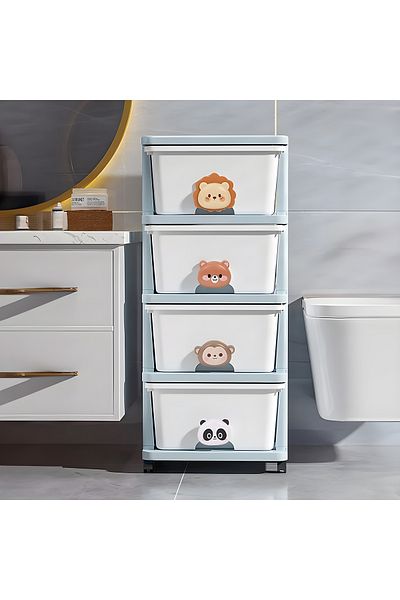 Cozy Nest 4-Layer Children's Toy Plastic Rolling Drawer Clothes Storage Box Organizer With Wheels