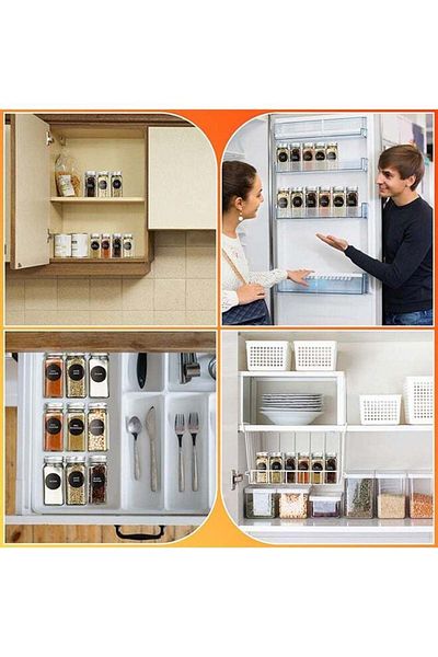 COOYA Glass Spice Jars Square Spice Containers Glass Food Storage Container Jars with Lids 24-piece