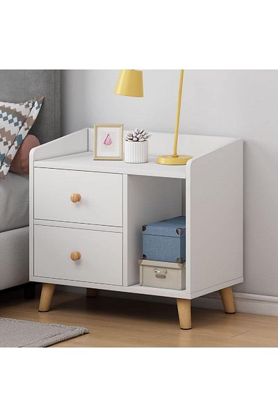 Saharaz Nightstand White 43 X 30 X 48cm,modern Style,high-capacity Space,suitable For Bedrooms