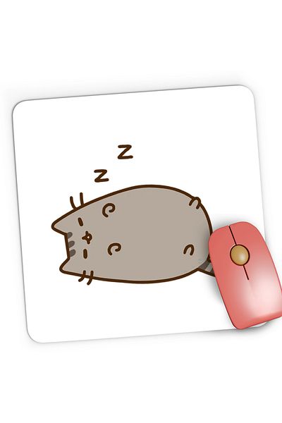 OEM Mousepad Gaming Pusheen Cat Sleeping Snoring Plush Pussy Cat, 21x19 cm