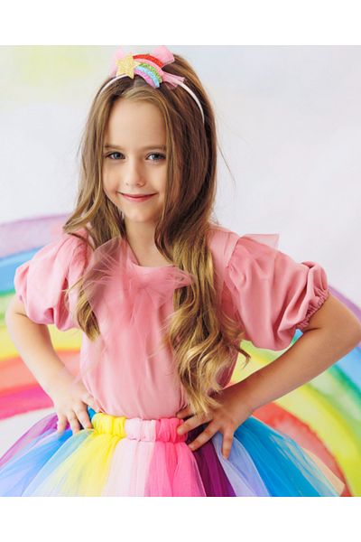 fustite cu luminite Pink Cotton Blouse, thin and airy, summer - 7-9 years (122-134 cm)