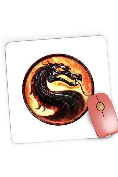 OEM Mousepad Gaming Mortal Kombat Logo Emblem Game Dragon Symbol, 21x19 cm