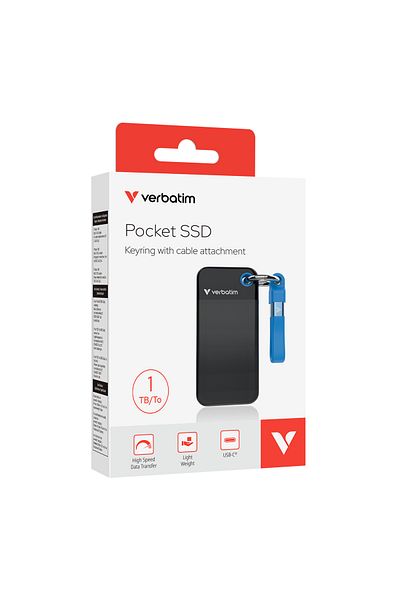 Verbatim Verbatim Pocket External SSD, 1TB, USB 3.2 Gen 2 (Black/Blue)