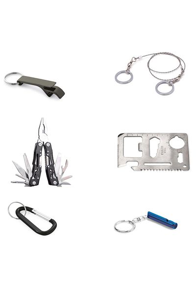 dalimag Kit Supraviețuire 6 in 1, Clește Multifuncțional Pliabil 10 Funcții, Card Multifuncțional, Fier
