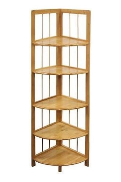 rexa 5-Tier Corner Shelf – Brown | Space-Saving Storage Rack 32 x 32 x 150 cm