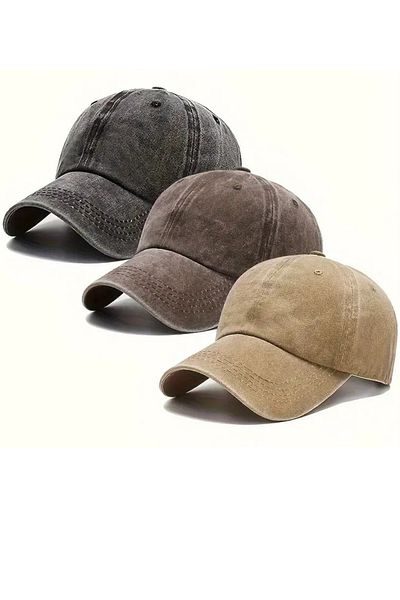 Trade Bazaar Set of 3 Vintage Baseball Caps – Low Profile, Unisex, Adjustable Design