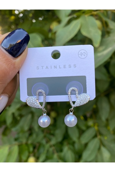 Gozibygoz أقراط متدلية على شكل قلب مع تفاصيل حجر اللؤلؤ