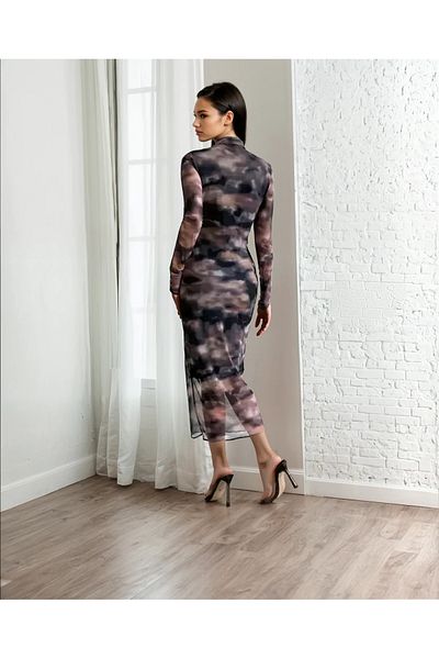 UniqueStore.ro Vilda Midi Dress With Abstract Print