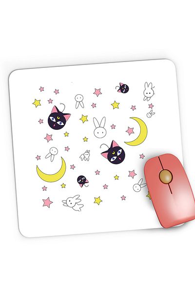 OEM Mousepad Gaming Sailor Moon Luna Iepuras Stele, 21x19 cm