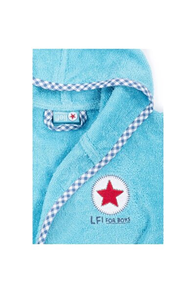 OEM Halat de baie cu gluga, bumbac, 1-2 ani, albastru deschis