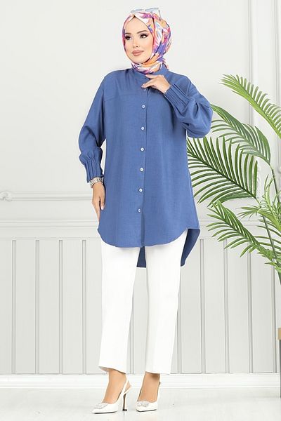 ModaMerve Μανσέτα Πλισέ Sofia Tunik 4033TGE913-M Indigo