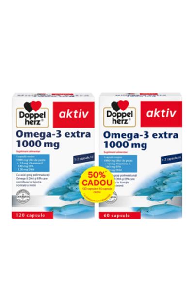 Doppelherz Pachet Omega 3 Extra, 1000 mg, 120+60 capsule,
