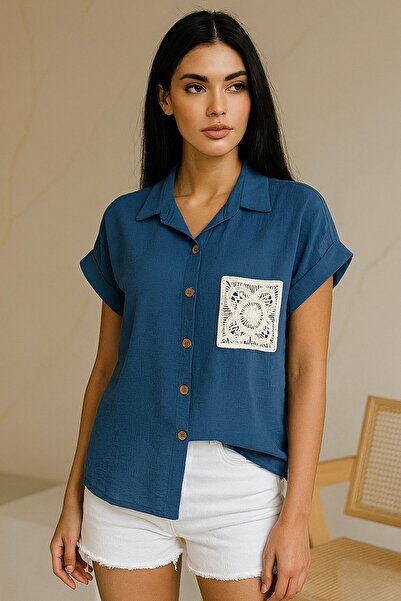 bb butik basic Pocket Detailed Flowy Basic Shirt Y1650